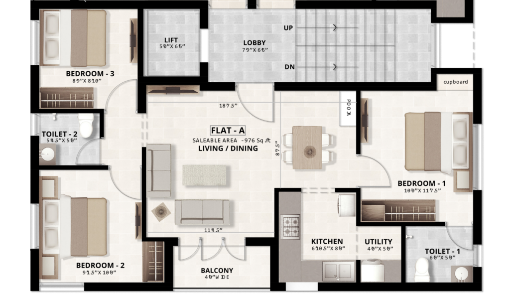 Flat A 3BHK