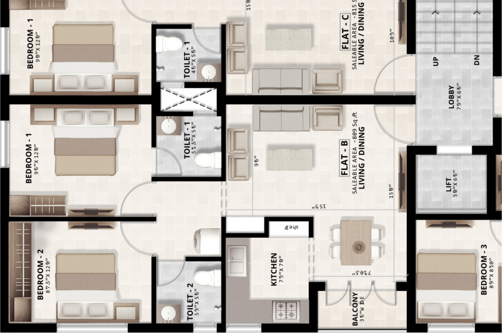 Flat B 2BHK